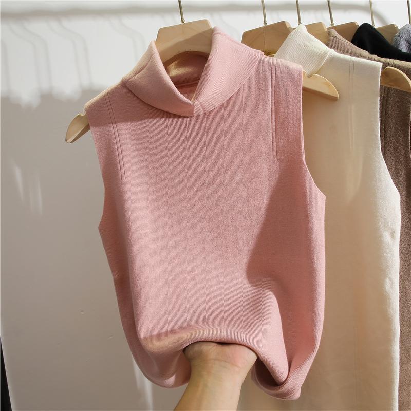 Winter Clothing Essential - Водолазка без рукавов, облегающий вязаный топ,