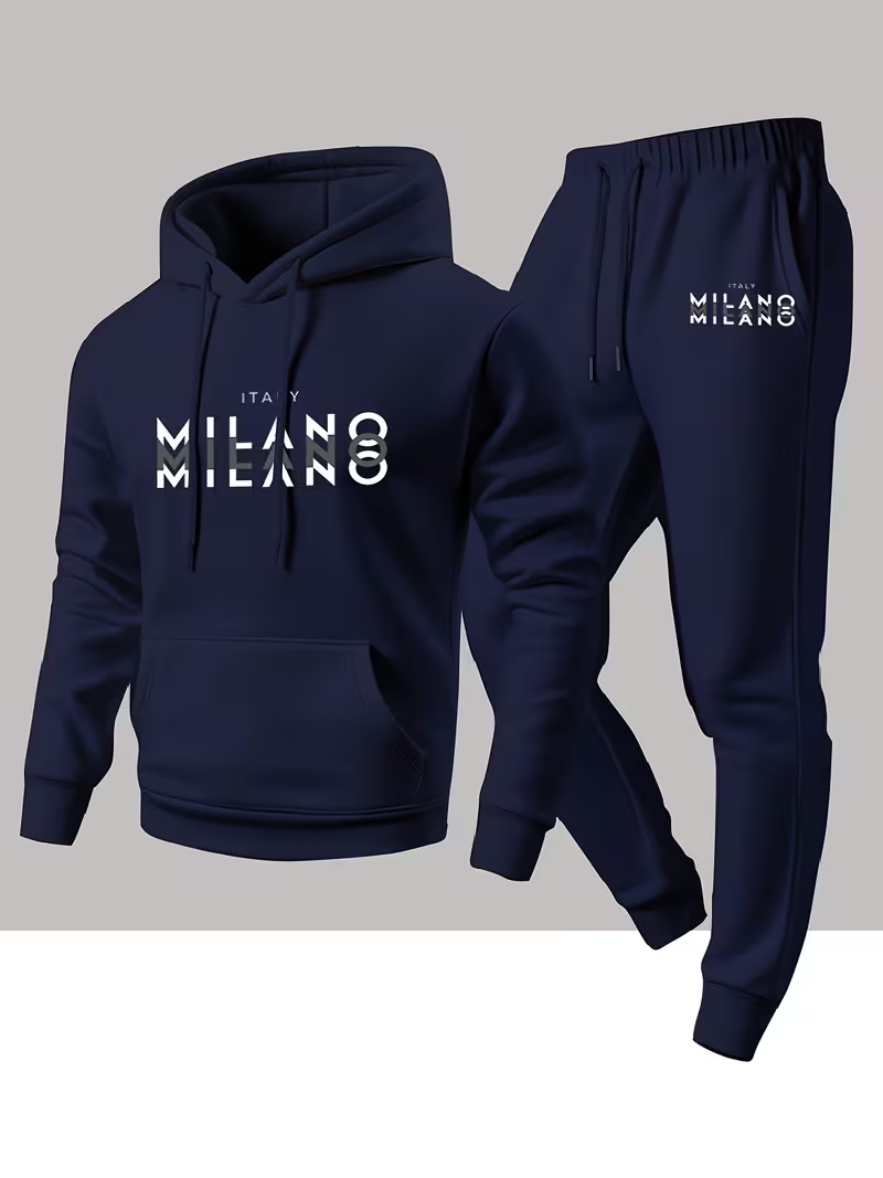 Winter Clothing Men - Мужской модный комплект с принтом: худи