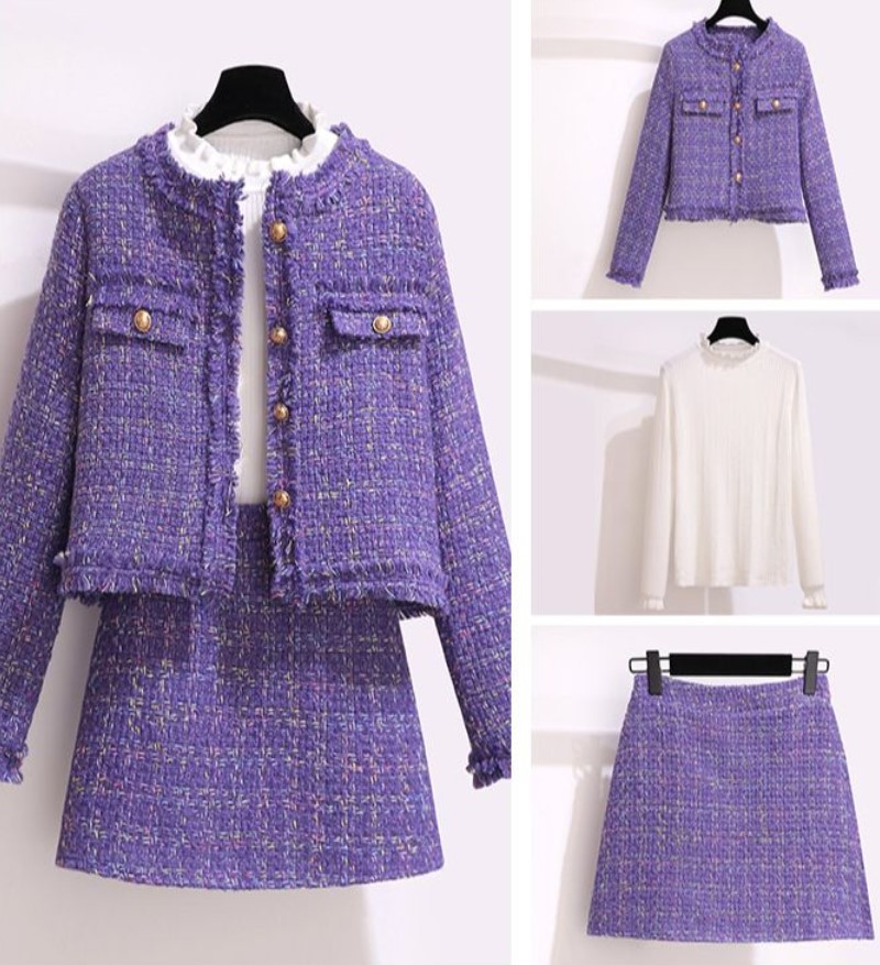 Jack Winter Clothing - Женский элегантный твидовый очаровательный теплый костюм,