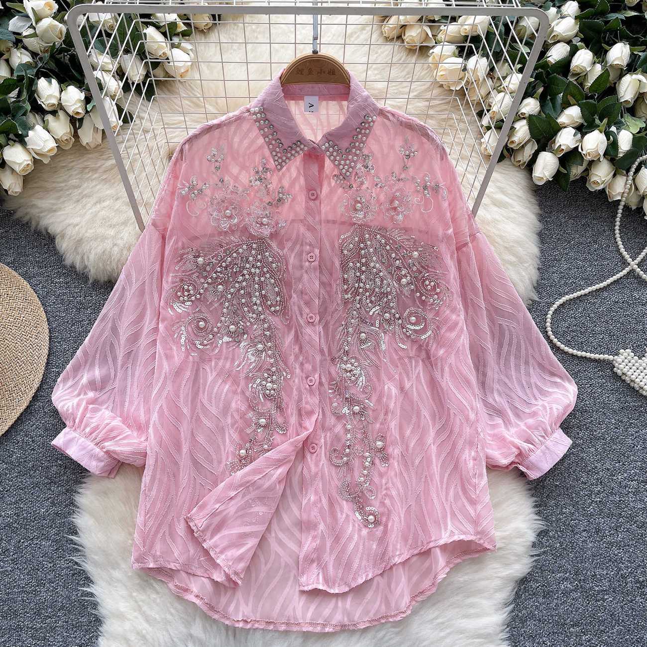 Quality Winter Clothing - Женская Блестящая рубашка на пуговицах, весенне-осенний