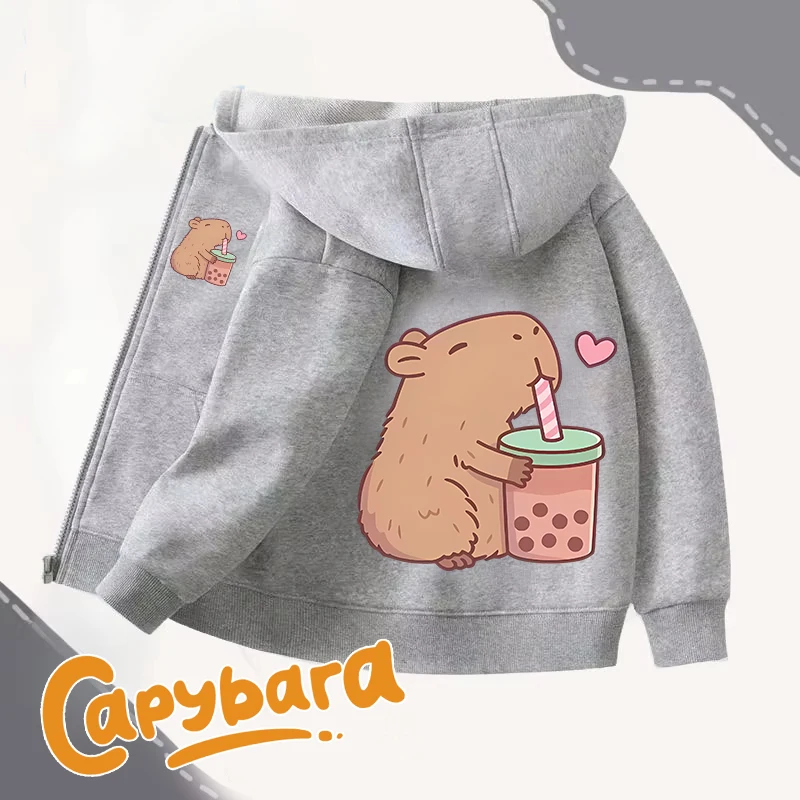 Winter Clothing Boys - Толстовки с капюшоном на молнии «Капибара»,